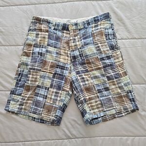 Casuals Roundtree & Yorke Mens 36 Plaid Patchwork Shorts Cotton Preppy Boho